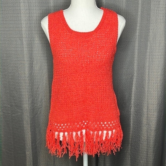 AUGUST SILK SMALL ORANGE WOVEN TANK TOP - Picture 1 of 7